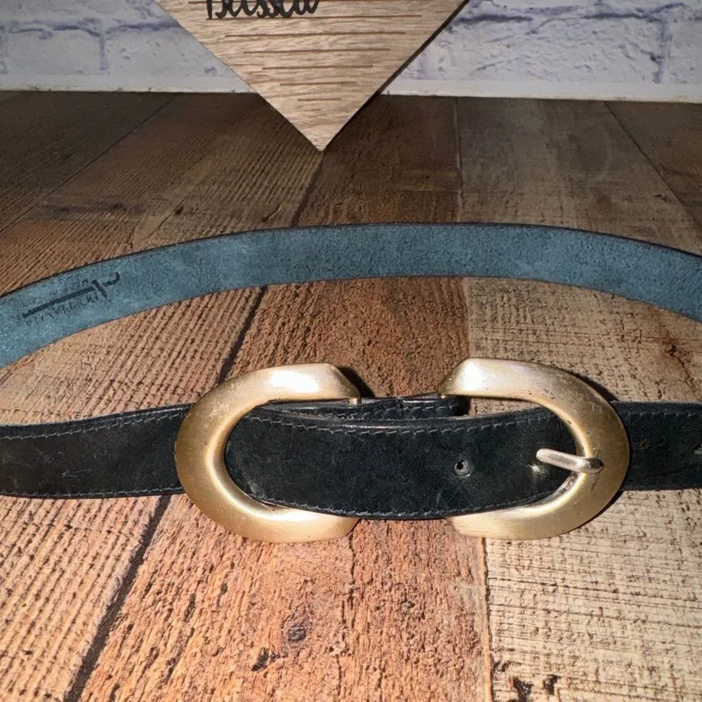 Adoppia vita navy blue leather belt